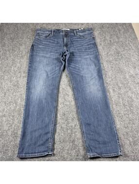 Calvin Klein Jeans Men's 38x32 Blue Stretch Medium Wash Slim Straight Y2K Style